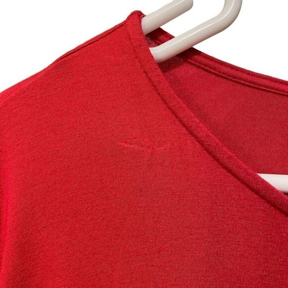 Jason by Comfy USA Dress Womens M Red Mini 3/4 Sleeve Balloon Hem Lagenlook Flow - Picture 3 of 9